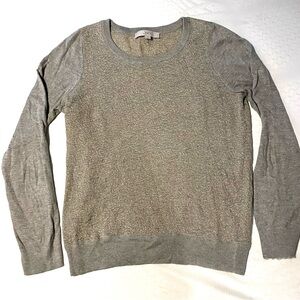LOFT Heather Gray and Gold Women's Crew Neck Sweater